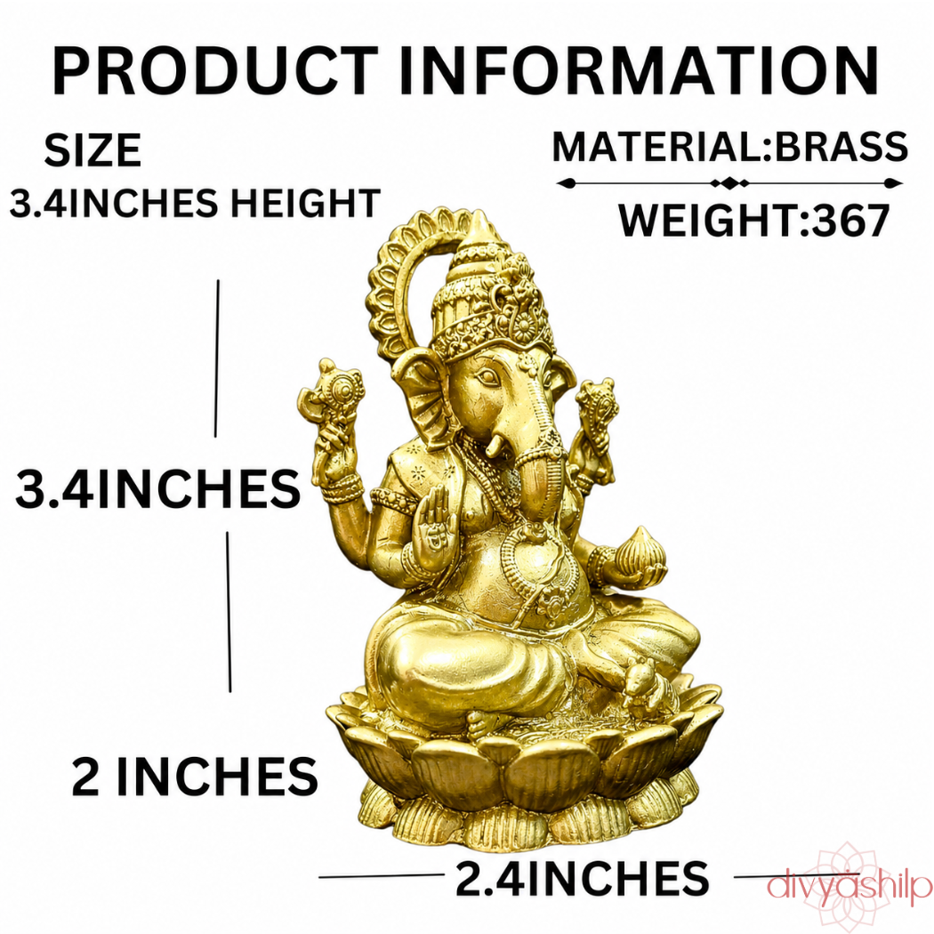 Lord Ganesha ji (Brass 3.4 Inch)
